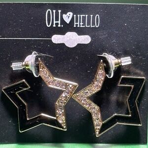 Star Shaped Earrings with Rhinestones